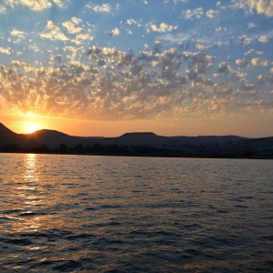 Zapad slunce na galilejském moři.