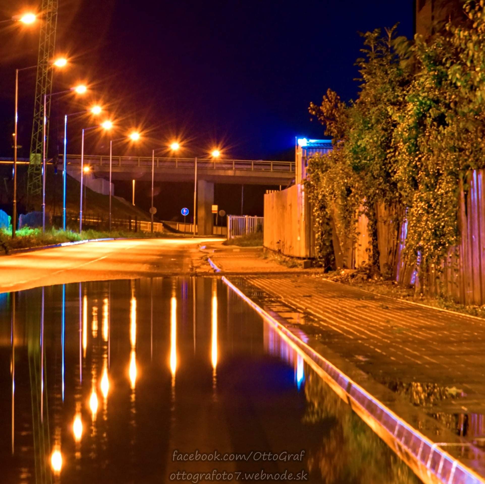 Nightly  city after  rain