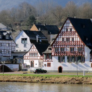Town on Mosel river bank