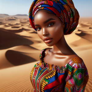 African girl on desert background